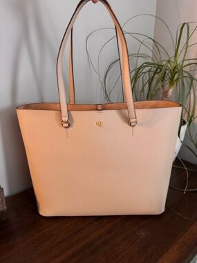 Lauren Ralph Lauren Crosshatch Leather Karly Tote.